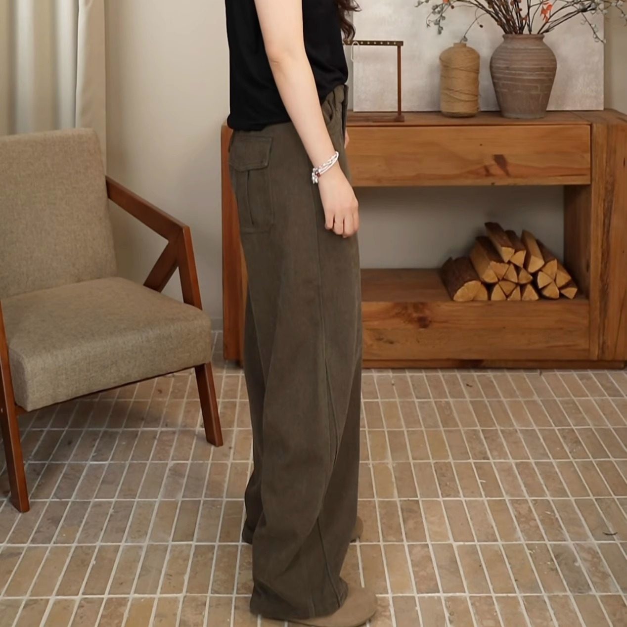 秋冬加绒加厚时尚百搭垂感弯刀阔腿裤长裤 86100,淘宝优惠券,粉丝福利购,淘宝优惠卷