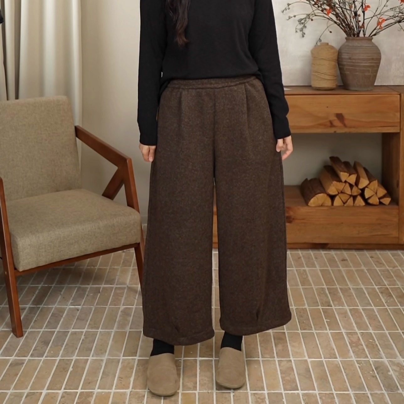 秋冬保暖呢绒休闲直筒阔腿九分裤女 321,淘宝优惠券,粉丝福利购,淘宝优惠卷