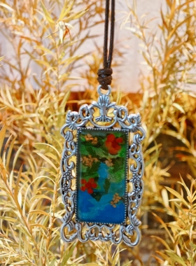 手作有画风花园系列真花植物标本配饰长款毛衣链小众设计毛衣链