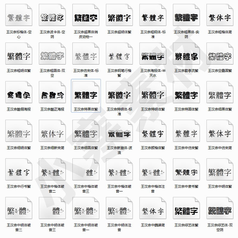 王汉宗字体包免费商用中文字库简繁体艺术PS/AI常用办公设计素材 - 图0