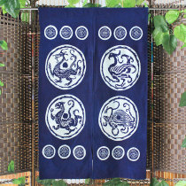 Wax Dyeing Door Curtain Cotton Fabric Partition Curtain Living-room Bedroom Genguan Decoration Painting Chinese Wind Characteristics Hanging Boisis 4 Gods Beast