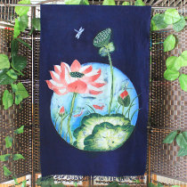 Wax Dyeing Door Curtain Flowers Good Moon Round Chinese Meditation Cloth Art Hanging Painting Yunnan Folk Handicraft Living Room Bedroom Partition Curtain