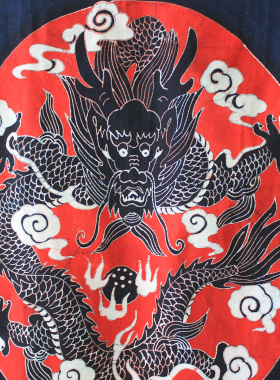 蜡染画红龙门帘家居装饰壁挂
