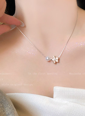 花露轻语~简约花朵珍珠项链女款ins风小众精致锁骨链日常百搭配饰