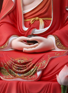 戴玉堂陶瓷摆件《慧莲如来佛祖红衣彩》佛像供奉家用释伽牟尼佛