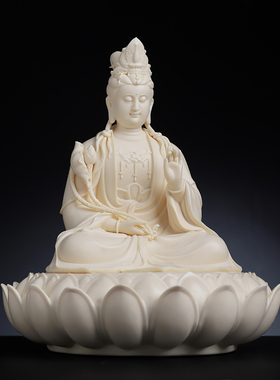 戴玉堂林弋新陶瓷摆件《莲座莲心大势至菩萨》佛像家用供奉工艺品