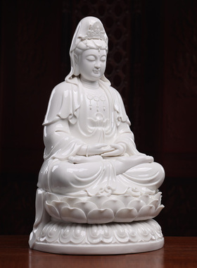 【感恩结缘优惠】宝珠观音佛像供奉家用德化白瓷扶珠观世音菩萨像