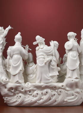 戴玉堂陶瓷摆件《八仙过海》德化白瓷八仙神像供奉工艺家居饰品