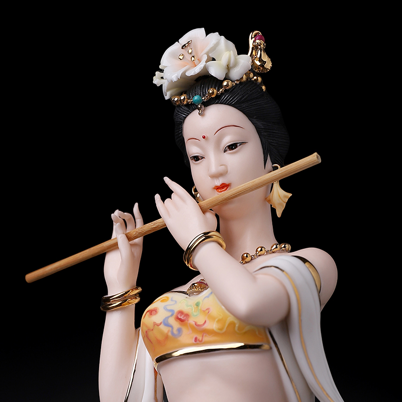 戴玉堂陈戴茹陶瓷摆件《飞天系列笛韵悠扬》佛像客厅家居饰品