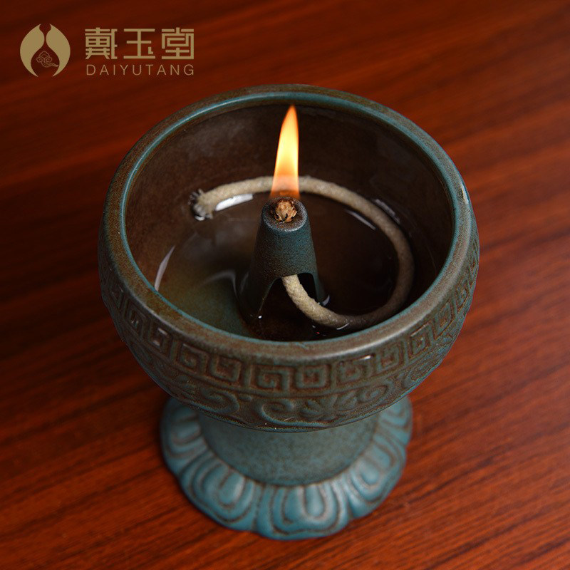 戴玉堂陶瓷油灯供佛灯酥油灯灯盏复古家用佛前老式长明灯莲花烛台_虎窝淘