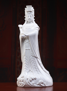 戴玉堂陶瓷如意妈祖摆件家用供奉湄洲岛海神妈祖娘娘神像家居装饰