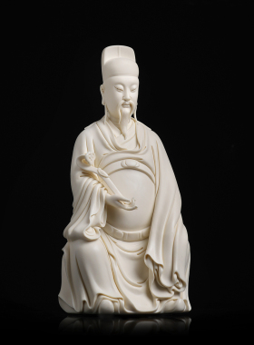 戴玉堂陶瓷周金田《持如意文昌帝君》家用神像供奉摆件桌面装饰品