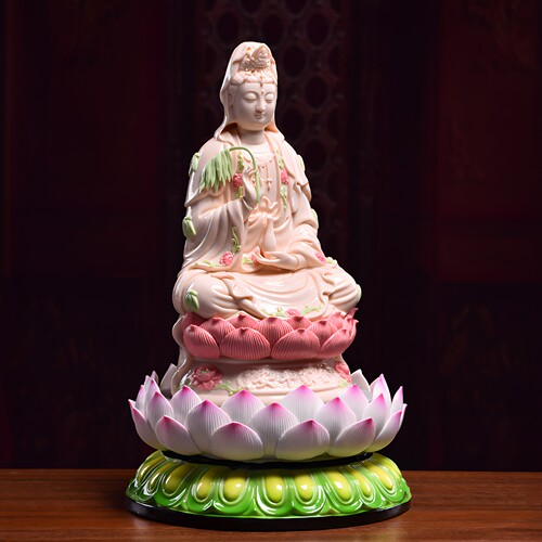 戴玉堂陶瓷莲花底座圆形台佛像垫高观音菩萨底座座台供奉供佛神像 - 图0