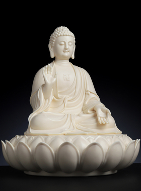 戴玉堂 林弋新陶瓷摆件《莲座莲心灵山佛》家用供奉佛像家居装饰