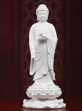 戴玉堂陶瓷西方三圣佛像摆件