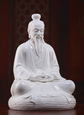 戴玉堂陶瓷坐蒲团道家三清祖师家用供奉太上老君像天尊神像摆件