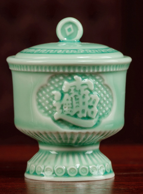 戴玉堂陶瓷摆件如意圣水杯供水杯供佛杯观音敬神财神爷供奉佛具套