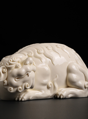 戴玉堂徐才提陶瓷摆件《青狮》文殊菩萨坐骑神兽供奉家用家居饰品