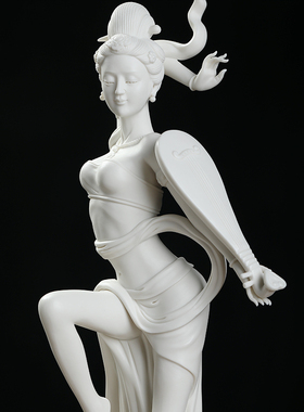 戴玉堂陶瓷摆件《清韵悠扬》德化白瓷飞天玄关送礼工艺品家居饰品