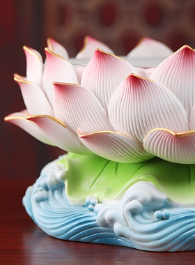 戴玉堂陶瓷莲花座佛像供奉底座