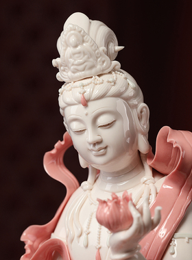 戴玉堂德化陶瓷自在飘带观音菩萨像佛像家用中式禅意摆件客厅供奉
