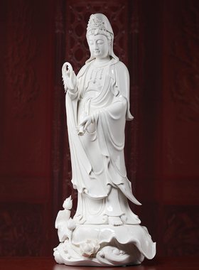 戴玉堂陶瓷摆件《立荷滴水观音》大型观世音佛像菩萨站像供奉家用