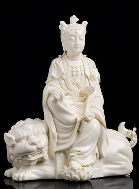 戴玉堂陶瓷周金田《文殊菩萨》家用收藏佛像供奉观音摆件家居饰品