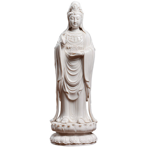 戴玉堂陶瓷普陀山南海观音佛像站像供奉神像家用观世音菩萨像摆件 - 图0