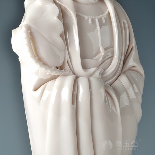 戴玉堂陶瓷摆件《提莲观音》苏清河孤品客厅观世音佛像装饰艺术品 - 图1