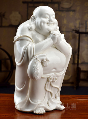 戴玉堂陶瓷摆件《恭喜发财乾坤袋弥勒佛》林建平弥勒佛像工艺品