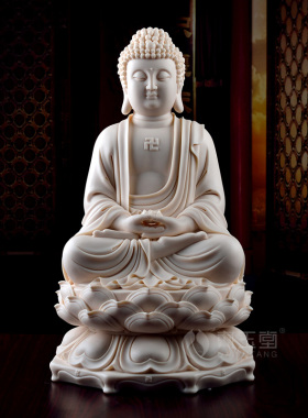 戴玉堂陶瓷摆件《玉红瓷西方三圣神像》林禄扬观音佛像家居饰品