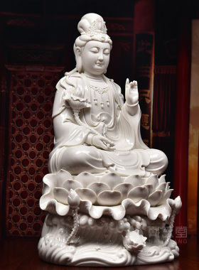 戴玉堂陶瓷摆件《大势至菩萨像》德化白瓷佛像客厅供奉家居饰品