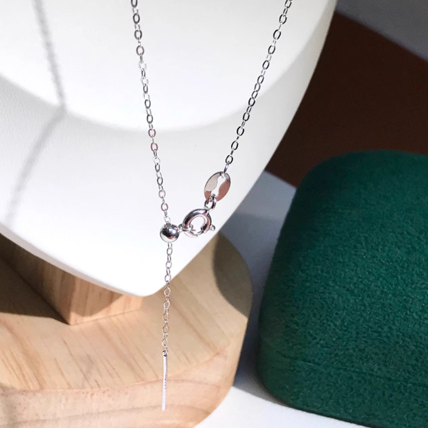 999纯银项链足银针式锁骨链小孔串珠女无吊坠百搭链条送女朋友 - 图2