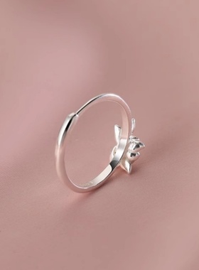 纯银戒指女999足银素圈食指环