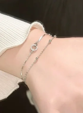 饰品女钛钢手链环环相扣设计感轻奢不掉色几何百搭小众双层