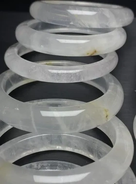 手镯宽窄版水晶炸福利白水晶胶花白幽灵饰品园条天然