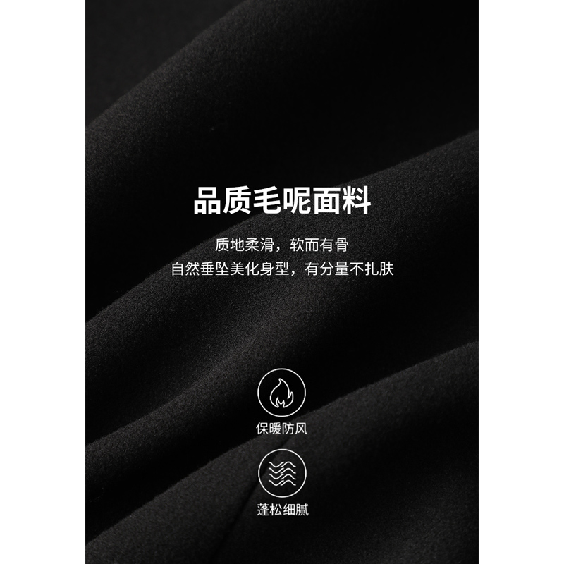 库恩玛维卫衣拼接毛呢外套女装2023年冬季新款休闲通勤中长款大衣