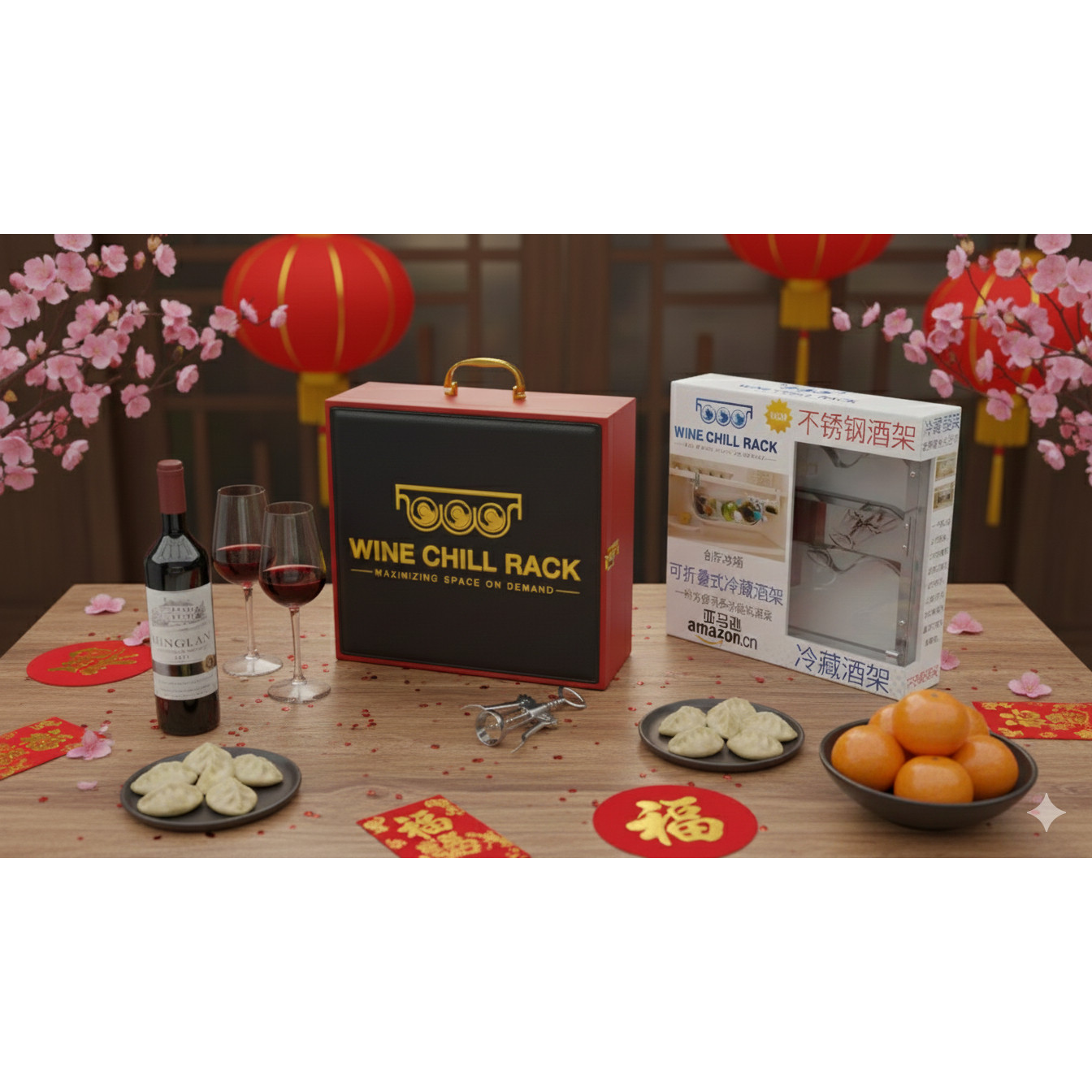 葡萄酒冷藏架礼盒套装不锈钢家用酒具多功能折叠架,淘宝优惠券,粉丝福利购,淘宝优惠卷