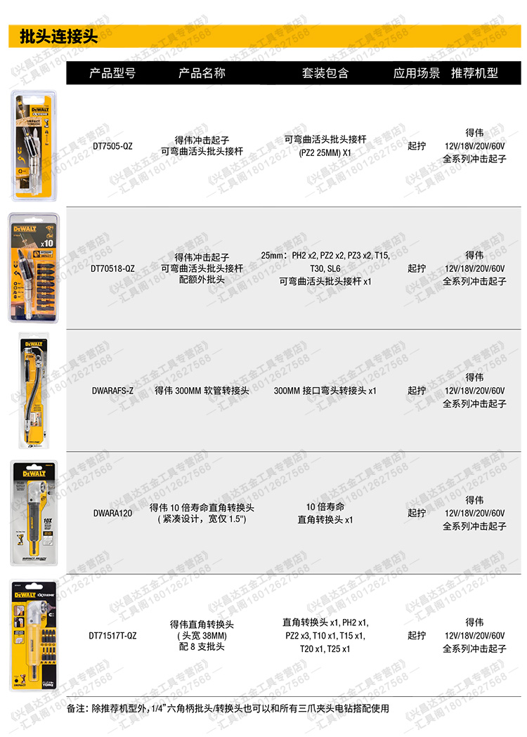 得伟71517冲击起子适配直角转换头70518批头套筒连接杆软管转接头-图3