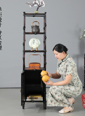 大漆筇竹家具博古架茶具收纳展示