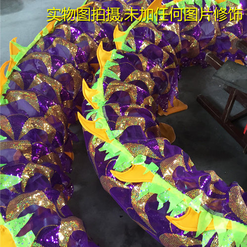 舞龙舞狮立体绣片网眼龙透风比赛龙训练龙 紫色龙女子龙最爱龙灯 - 图0