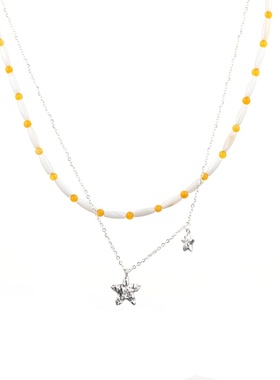 贝壳玛瑙项链星星项链柠檬黄