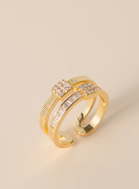 宝拉女镀金通勤开口戒指