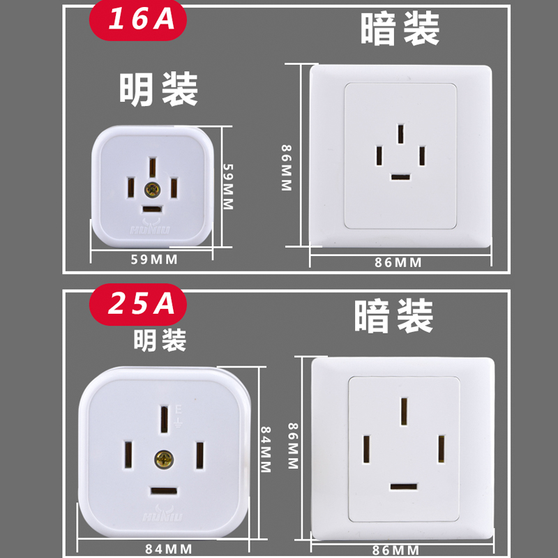 四眼爪4扁脚角三相四线16A25A插头空调380v电源插座440工业大功率-图2