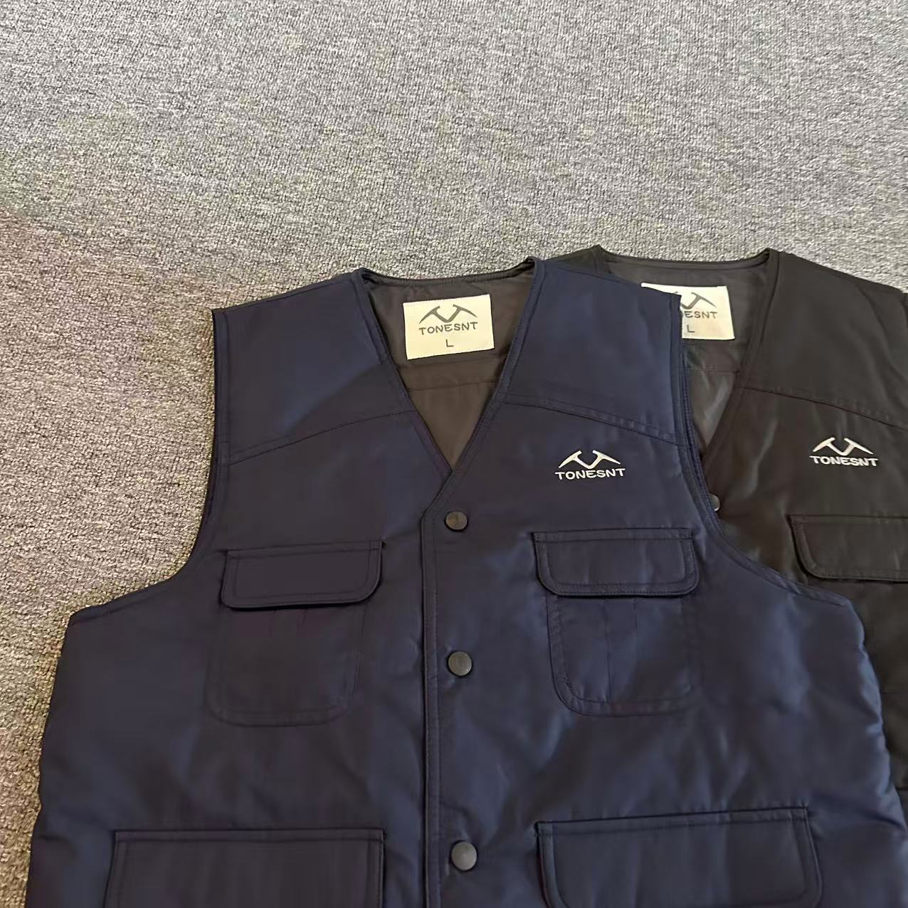 外贸男士秋冬户外多兜工装夹棉马甲 无袖坎肩马夹外套内搭 - 图0