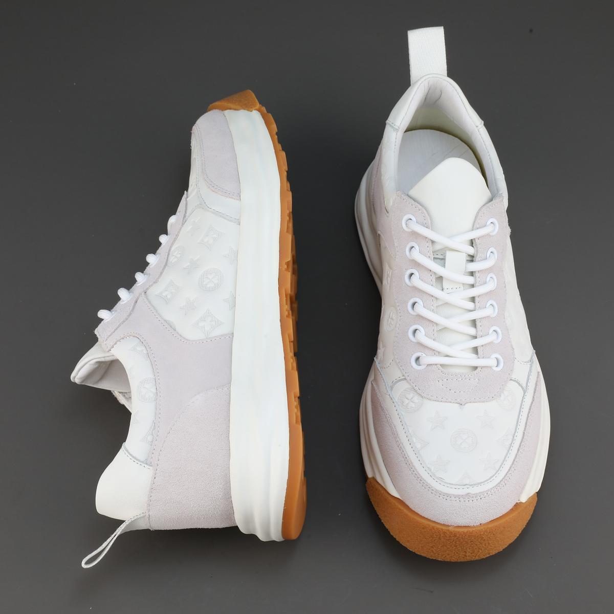 罕见高端真皮手工鞋广州真皮头层牛皮时尚百搭休闲运动鞋男德训鞋 - 图1