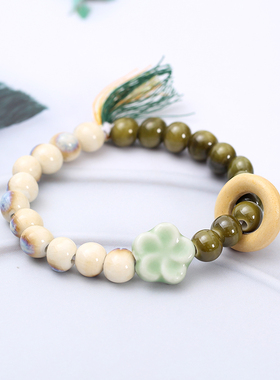 新款复古民族风彩釉陶瓷手链男女学生礼物景德镇陶瓷饰品