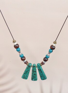 新款民族风陶瓷项链女学生简约小清新流苏款小众景德镇陶瓷饰品