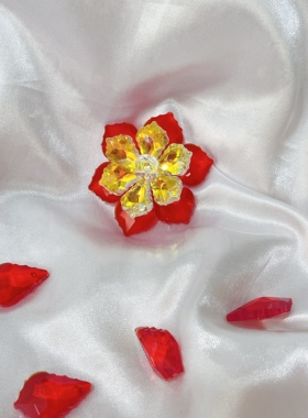 梦幻渐变炫彩水晶编织花朵配件diy演出服舞蹈服装饰花朵饰品材料