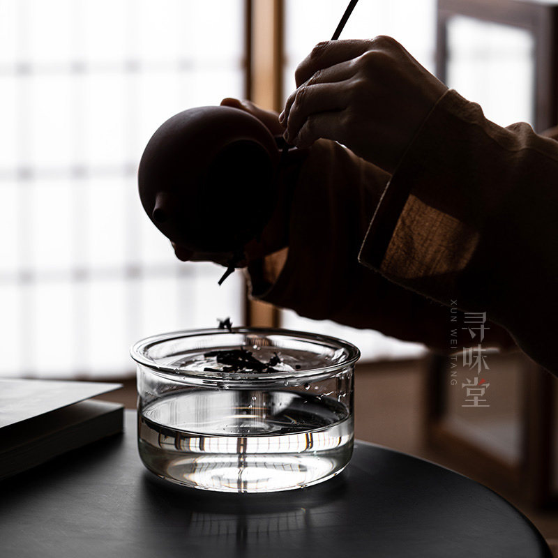 优质玻璃壶承建水｜茶壶托加厚耐高温茶水盂双层茶渣桶干泡茶具 - 图1